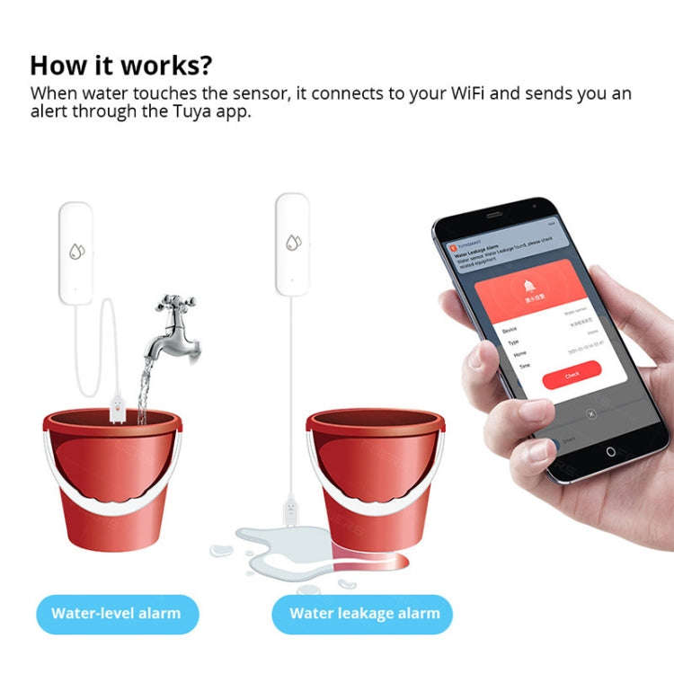 Tuya Zigbee Water Leak Alarm Remote Monitoring Flood Leak Detector