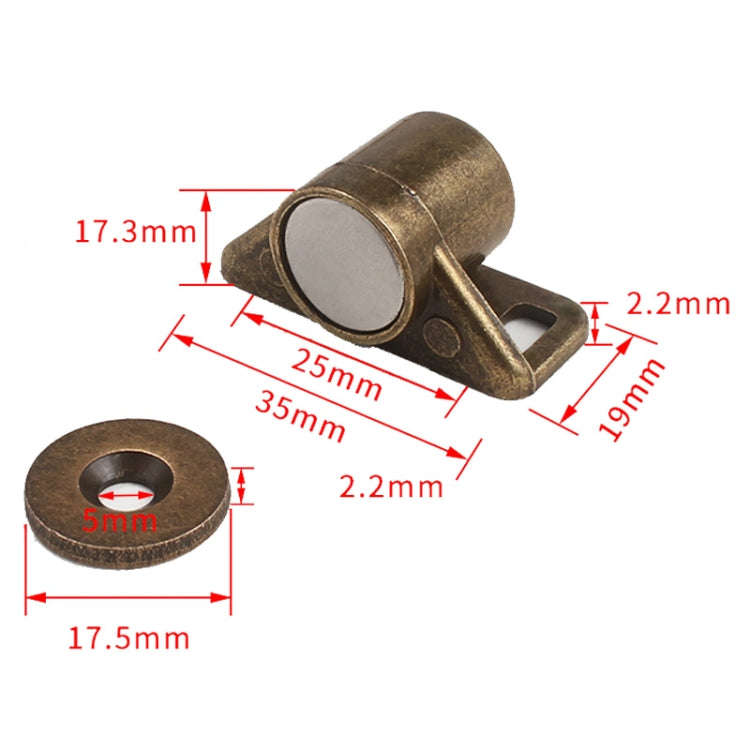 Household Cabinet Door Magnetic Suction Buckle Bumper Ball Adhesive Coupler(Gold)