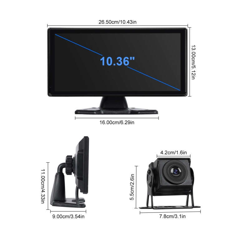 10.36-Inch Car Central Control Smart Player With 4-Way Camera 64G TF Card