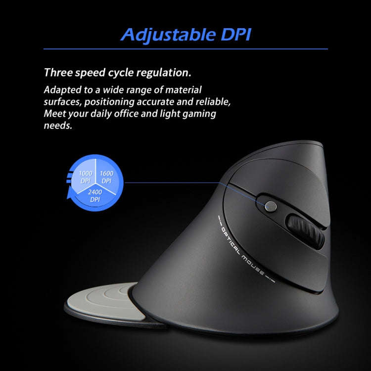 ZELOTES F17 6-buttons Vertical Grip Ergonomic Wireless Mouse(Black)