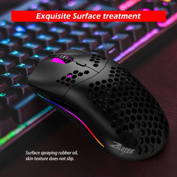 ZELOTES C7 7-buttons RGB Lighting Hollow Computer Office Wired Mouse(Black)