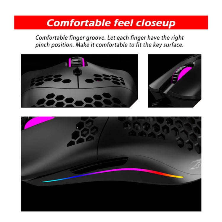 ZELOTES C7 7-buttons RGB Lighting Hollow Computer Office Wired Mouse(Black)