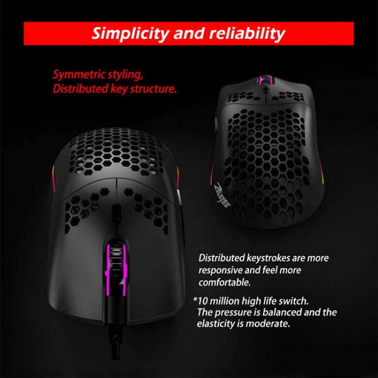 ZELOTES C7 7-buttons RGB Lighting Hollow Computer Office Wired Mouse(Black)