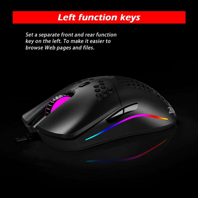 ZELOTES C7 7-buttons RGB Lighting Hollow Computer Office Wired Mouse(Black)