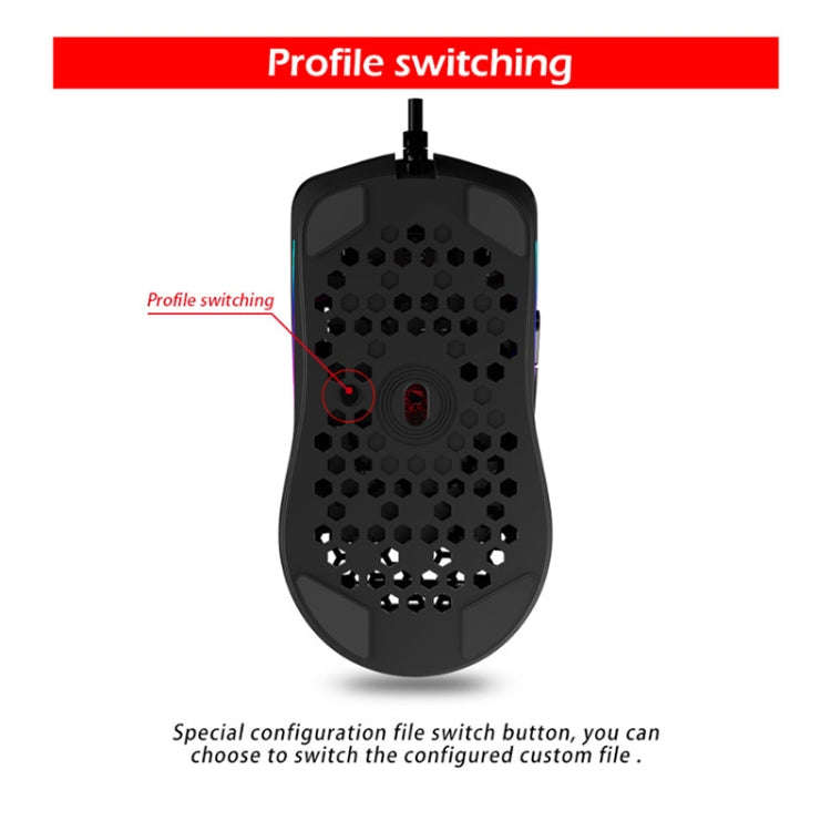 ZELOTES C7 7-buttons RGB Lighting Hollow Computer Office Wired Mouse(Black)