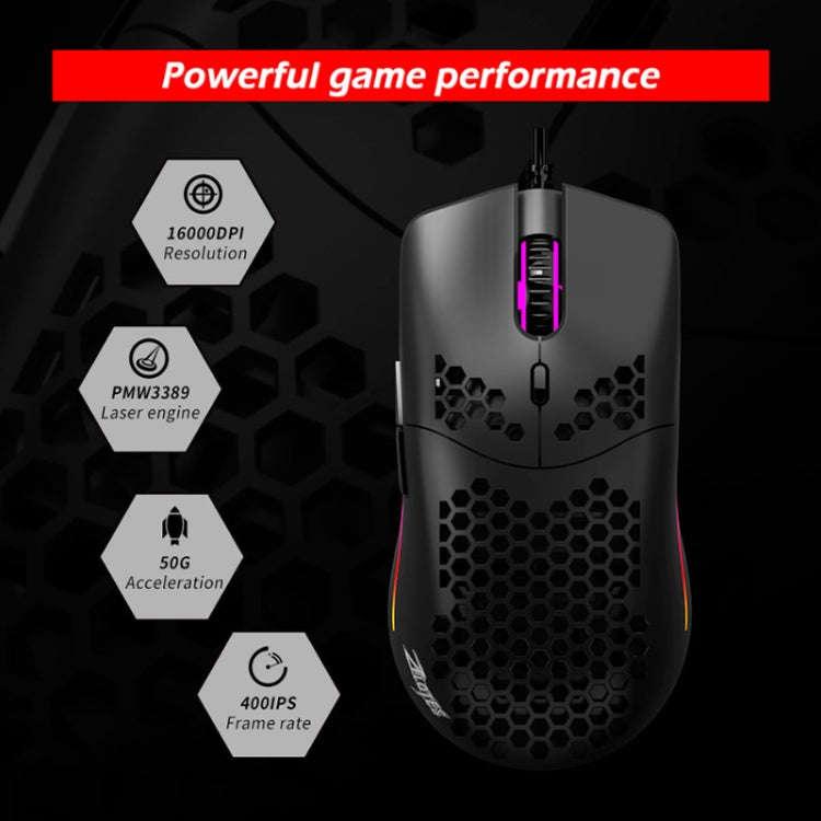 ZELOTES C7 7-buttons RGB Lighting Hollow Computer Office Wired Mouse(Black)