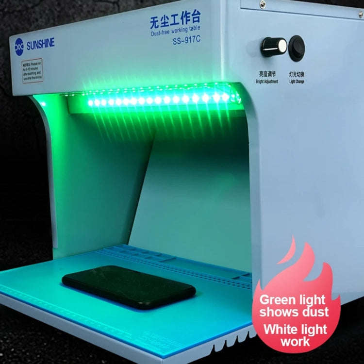 SUNSHINE SS-917C Mobile Phone Screen Repair Dust-free Workbench Green White Light Dual Lamps Dust...