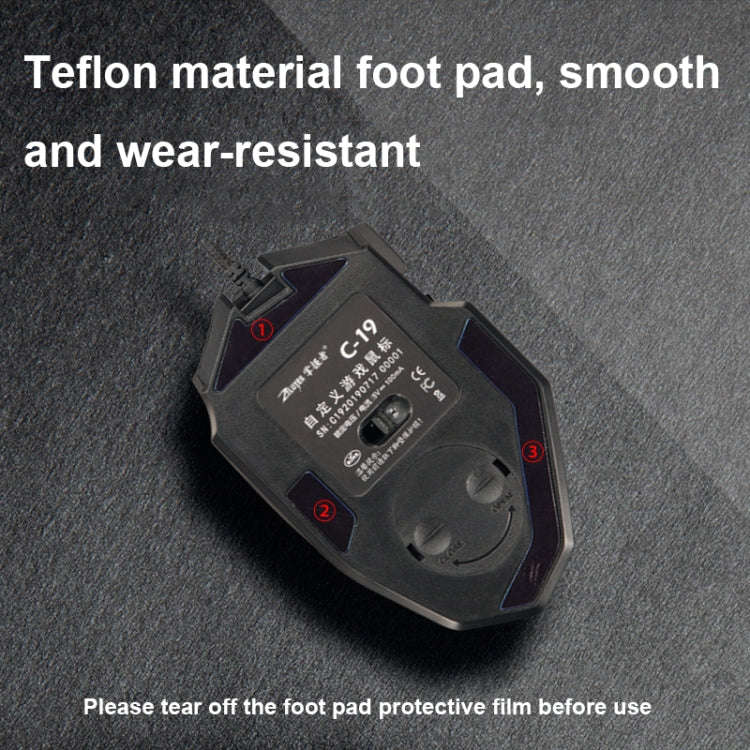 ZELOTES C19 12-Keys Ergonomic Programming Custom Wired Mouse(Black)