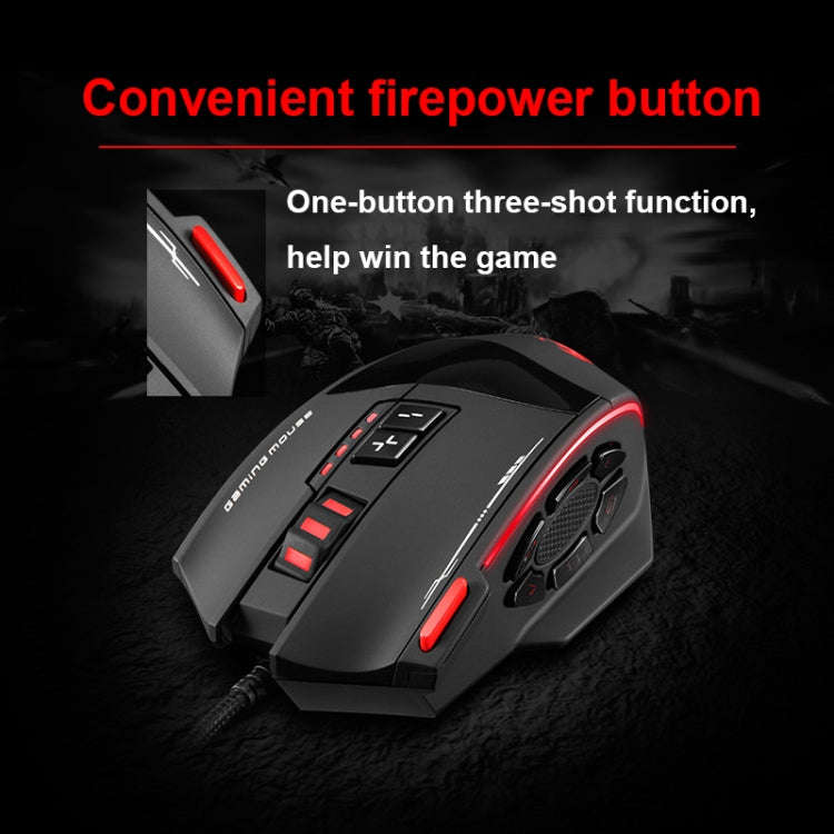ZELOTES C19 12-Keys Ergonomic Programming Custom Wired Mouse(Black)