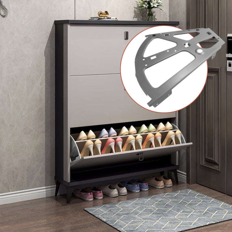 1pair Concealed Shoe Rack Cold Rolled Steel Flap Mounting Fittings, Style: Double Layer Gray