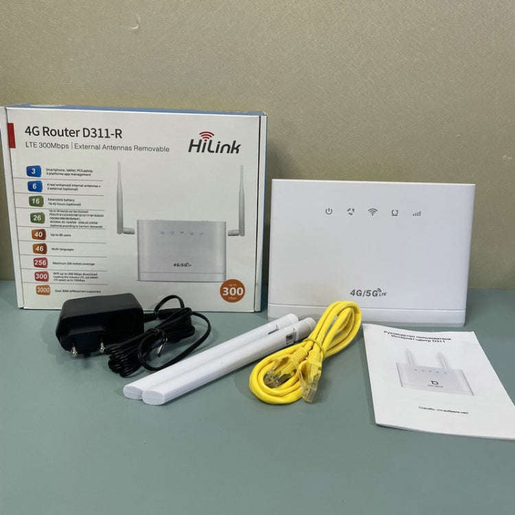 D311-R 4G CPE SIM Card Mobile Wireless Router Antenna Detachable, EU Plug