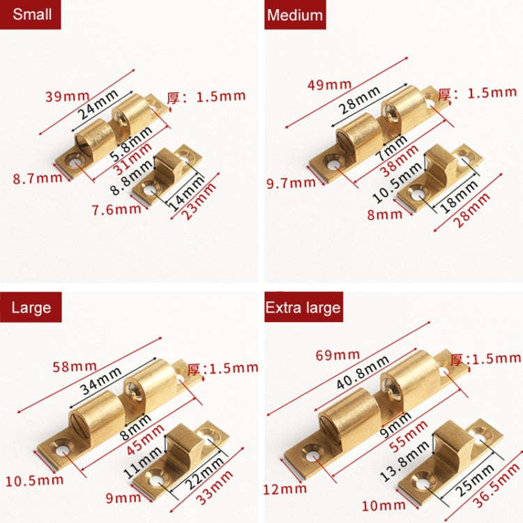 2pcs Cabinet Magnetic Spring Buckle Ball Door Sucker, Style: Large Gold
