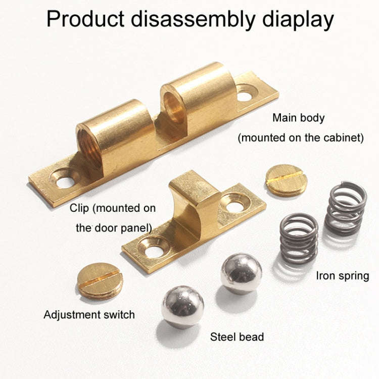 2pcs Cabinet Magnetic Spring Buckle Ball Door Sucker, Style: Large Gold