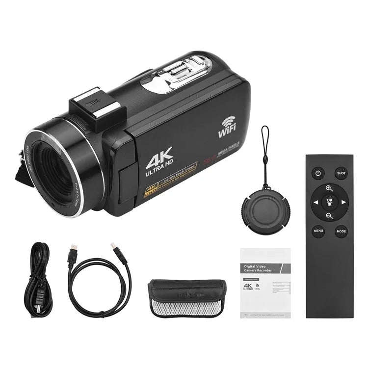 4K  Digital Video Camera 3 Inch IPS Touch Screen 56MP 18X Digital Zoom WiFi Camcorder, Spec: Set 1
