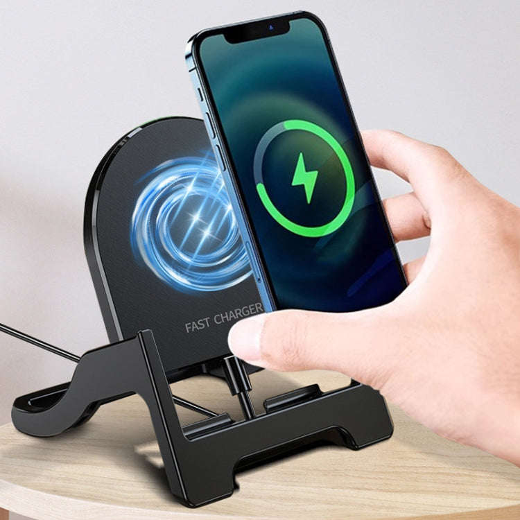 15W Desktop Vertical Cell Phone Wireless Charging Stand(Black)