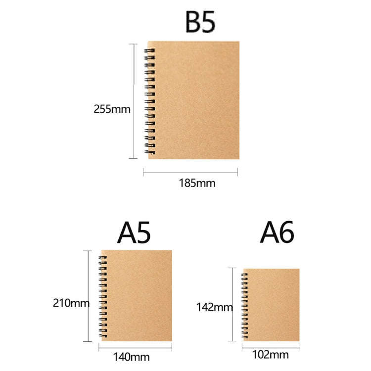 3pcs Thickened Kraft Paper Coil Notebook Student Diary Workbook, Spec: A6