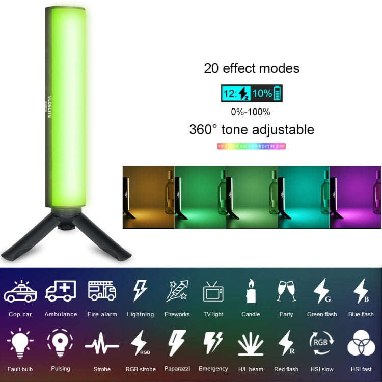 VLOGLITE W200RGB Full Colorful Handheld Fill Light Stick Live Photography Ambient Light Outdoor L...