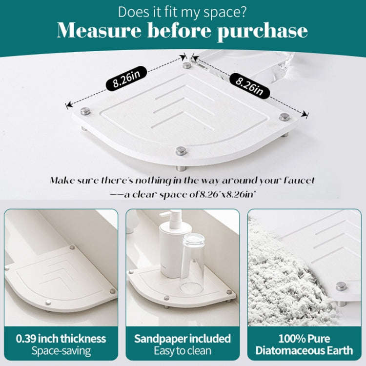 Bathroom Countertop Drying Mat Diatomite Water-Absorbent Quick-Drying Coaster Fan Shaped Drainage...