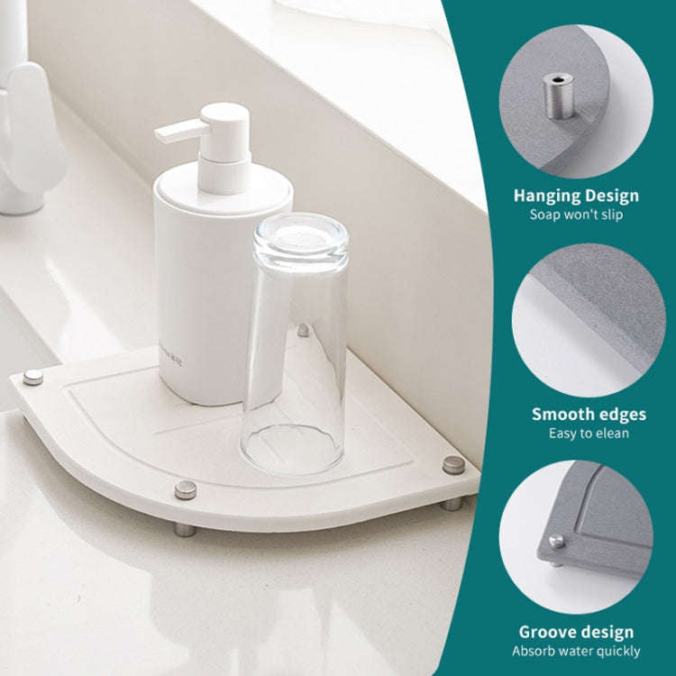 Bathroom Countertop Drying Mat Diatomite Water-Absorbent Quick-Drying Coaster Fan Shaped Drainage...