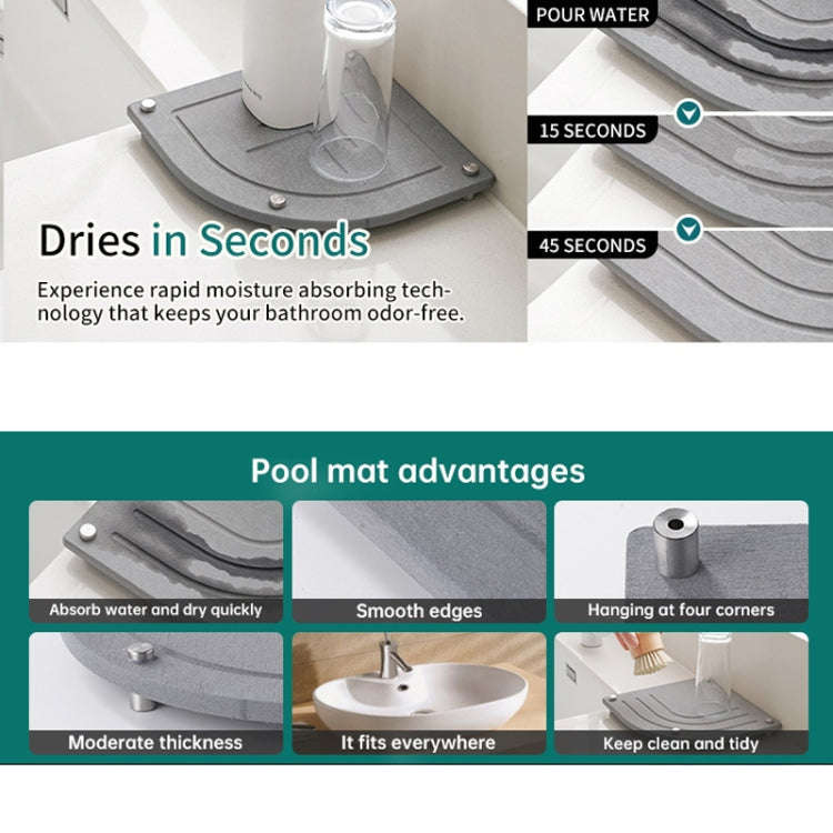 Bathroom Countertop Drying Mat Diatomite Water-Absorbent Quick-Drying Coaster Fan Shaped Drainage...