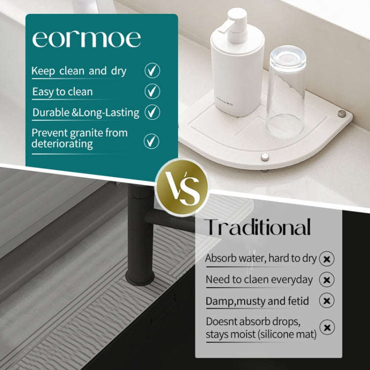 Bathroom Countertop Drying Mat Diatomite Water-Absorbent Quick-Drying Coaster Fan Shaped Drainage...
