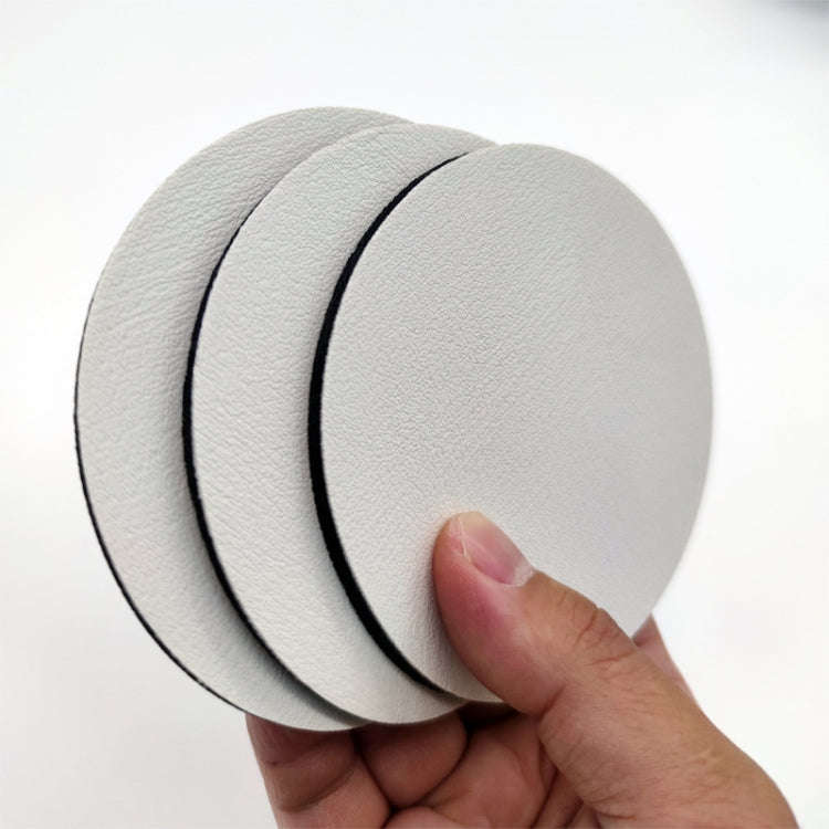 6.8cm 4pcs PU Leather Car Coaster Car Decorative Water Absorption Cup Sink Mat(White)