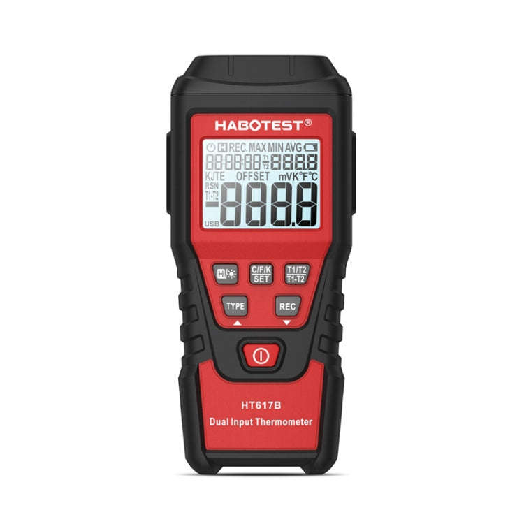 HABOTEST HT617B Digital Dual Channel Thermocouple Thermometer(Black Red)