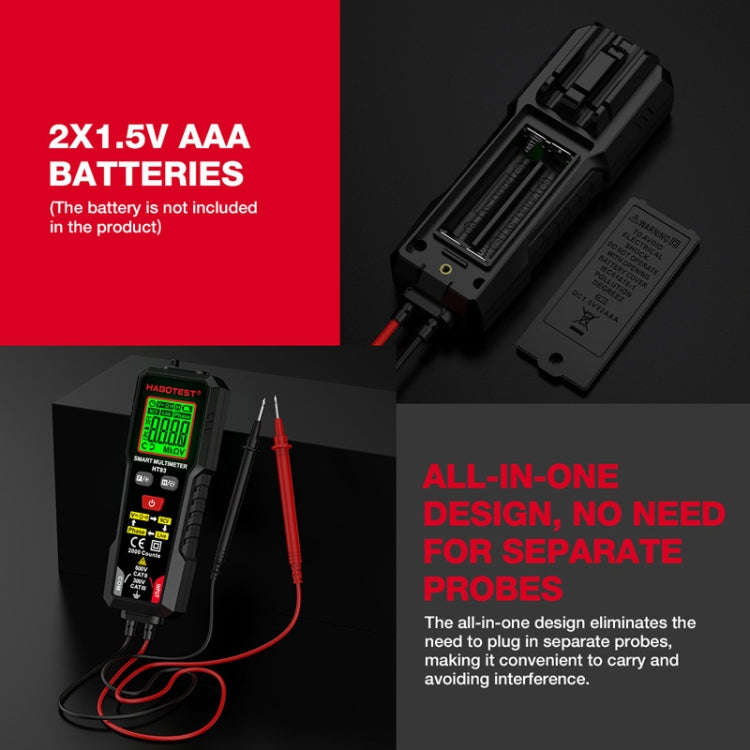 HABOTEST HT93 Phase Sequence Detection Intelligent Anti-Burn-In Fully Automatic Multimeter(Black)