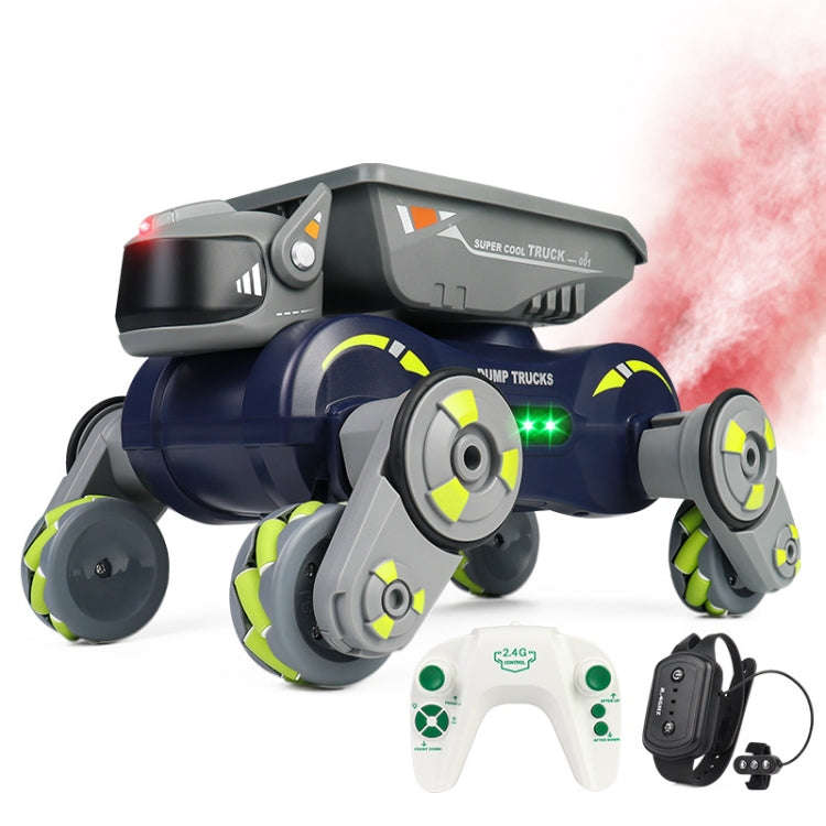 Eight Wheel Stunt Robot Dog Smart Gesture Sensor RC Kids Toy Car With Lights Music Spray Car, Sty...