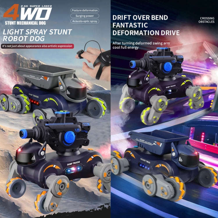 Eight Wheel Stunt Robot Dog Smart Gesture Sensor RC Kids Toy Car With Lights Music Spray Car, Sty...