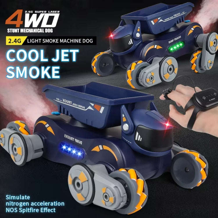 Eight Wheel Stunt Robot Dog Smart Gesture Sensor RC Kids Toy Car With Lights Music Spray Car, Sty...