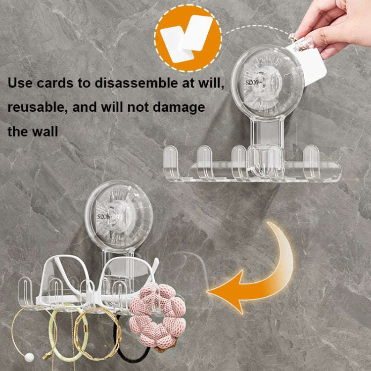 Multifunctional Household Suction Cup Hook Storage Rack Traceless Adhesive Hook(Gray)