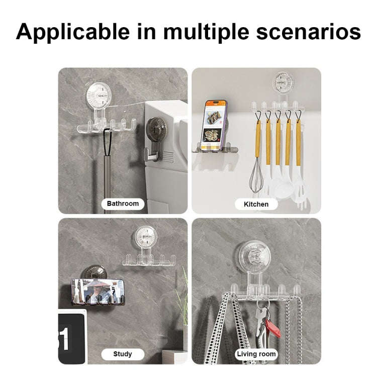 Multifunctional Household Suction Cup Hook Storage Rack Traceless Adhesive Hook(Gray)