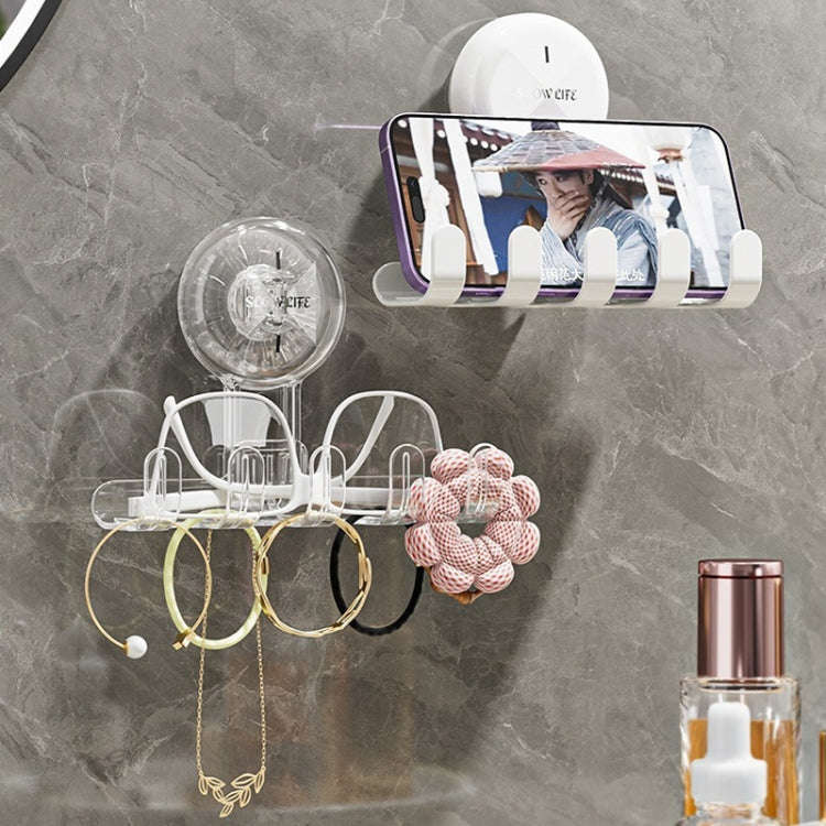 Multifunctional Household Suction Cup Hook Storage Rack Traceless Adhesive Hook(Gray)