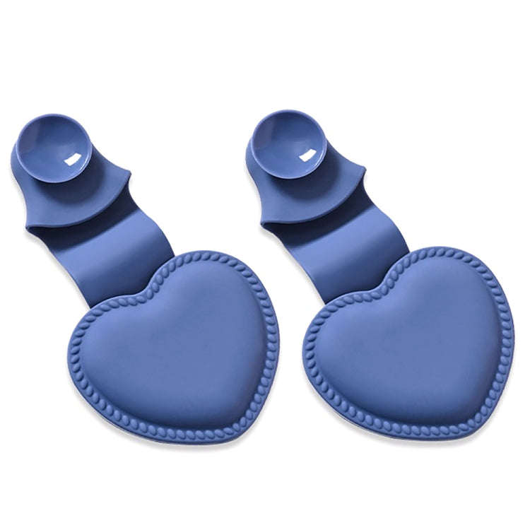2pcs Heart-shaped Heat Insulation Anti-scalding Gloves Silicone Non-slip Bowl and Plate Clamp(Blue)