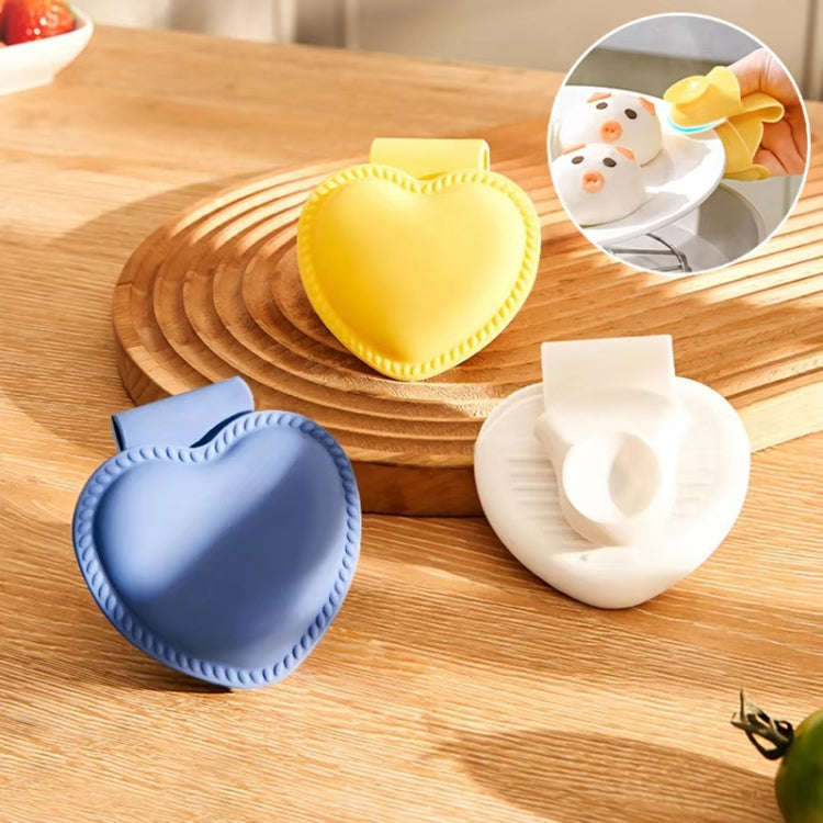 2pcs Heart-shaped Heat Insulation Anti-scalding Gloves Silicone Non-slip Bowl and Plate Clamp(Yel...