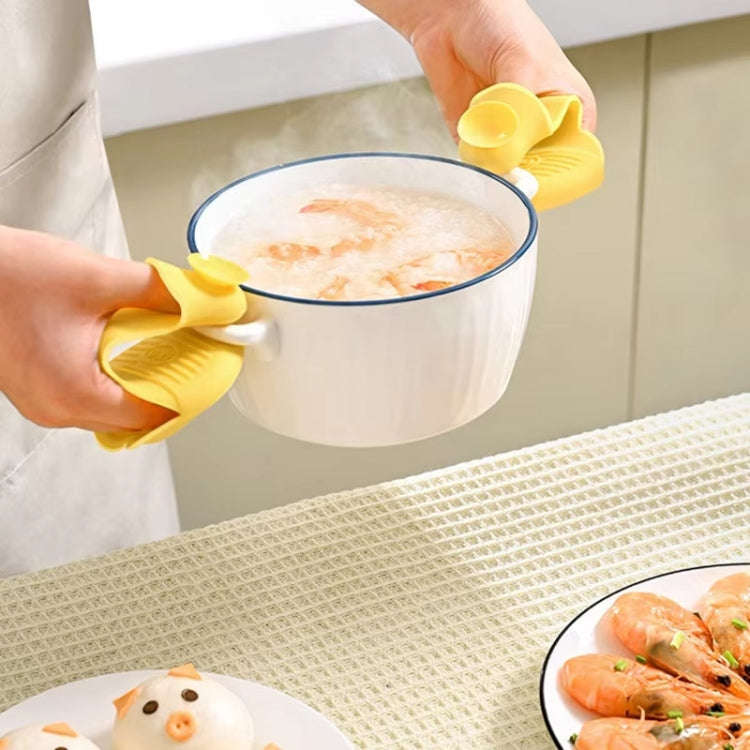 2pcs Heart-shaped Heat Insulation Anti-scalding Gloves Silicone Non-slip Bowl and Plate Clamp(Blue)
