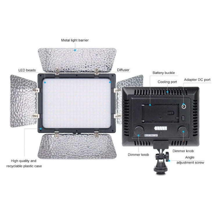 WS-300II Video Fill Light Dual Color Temperature LED Beauty Shooting Light, Spec: Single Lamp+EU ...
