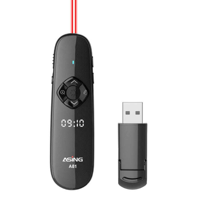 ASiNG A81 PPT Page Turning Clicker With Timing Function & 32G 3-in-1 USB Receiver, Color: Red Light