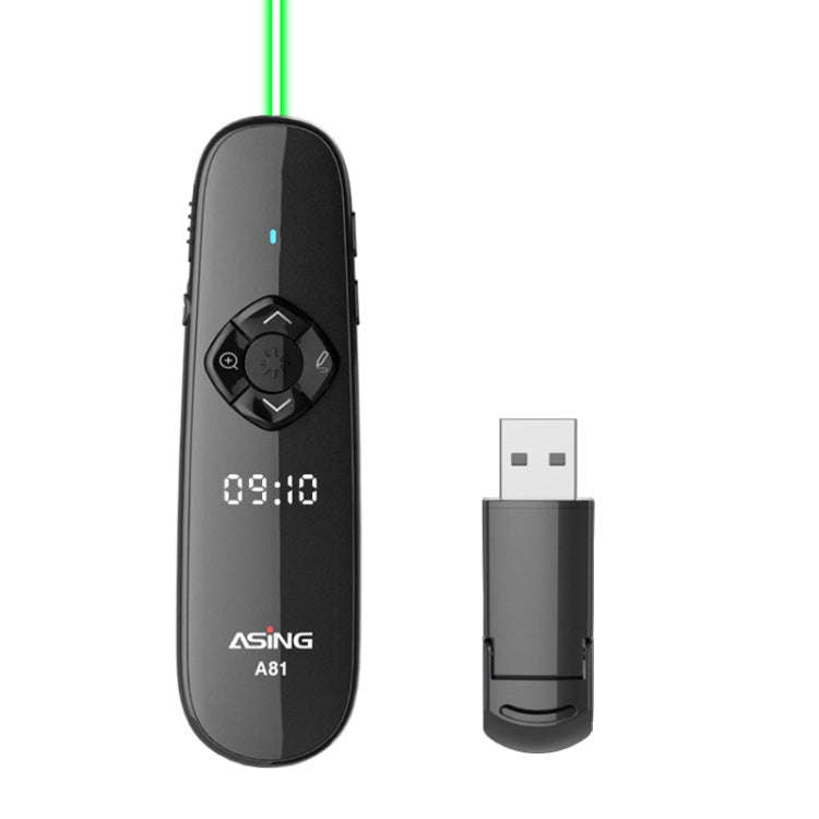 ASiNG A81 PPT Page Turning Clicker With Timing Function & 32G 3-in-1 USB Receiver, Color: Green L...