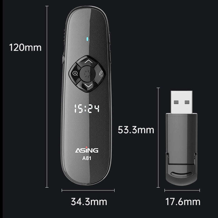 ASiNG A81 PPT Page Turning Clicker With Timing Function & 32G 3-in-1 USB Receiver, Color: Green L...