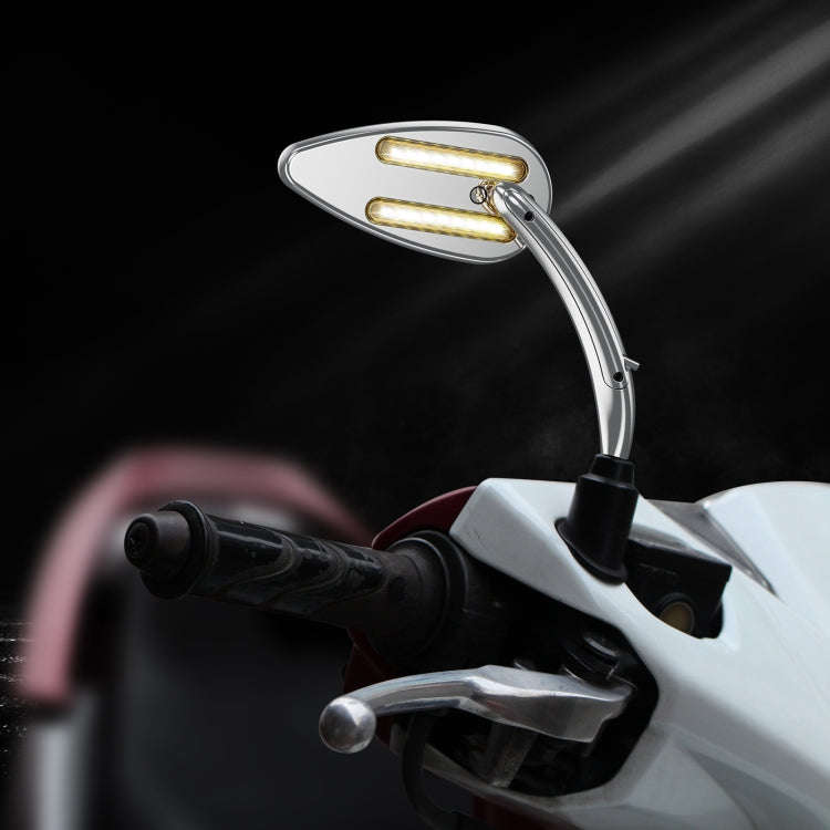 FLYQUICK Motorcycle LED Rearview Mirror With Light, Color: Black