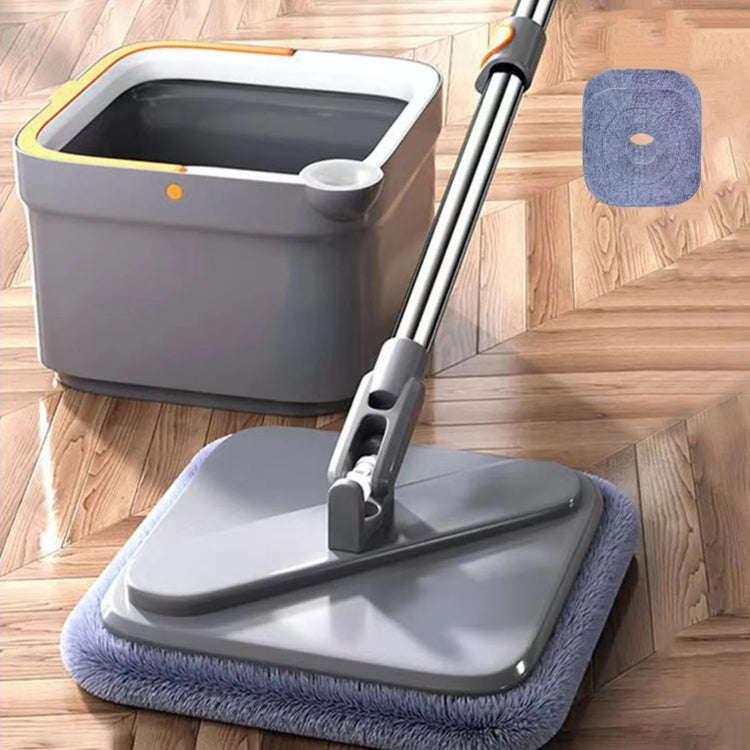 Square Spin Mop and Bucket With 2 Mop Pads Set Separate Clean And Dirty Water(Gray)