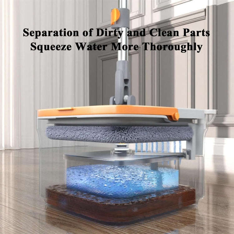Square Spin Mop and Bucket With 2 Mop Pads Set Separate Clean And Dirty Water(Gray)