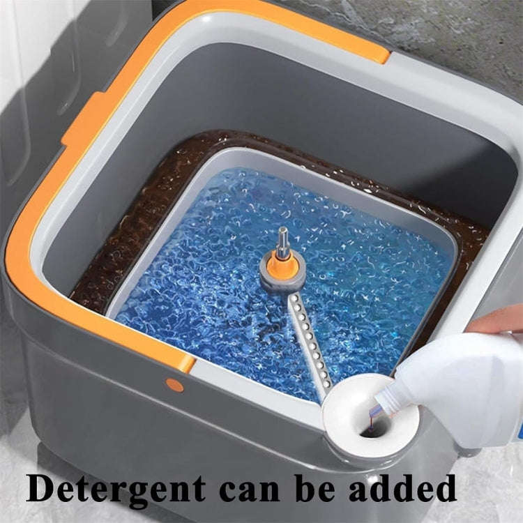 Square Spin Mop and Bucket With 2 Mop Pads Set Separate Clean And Dirty Water(Gray)