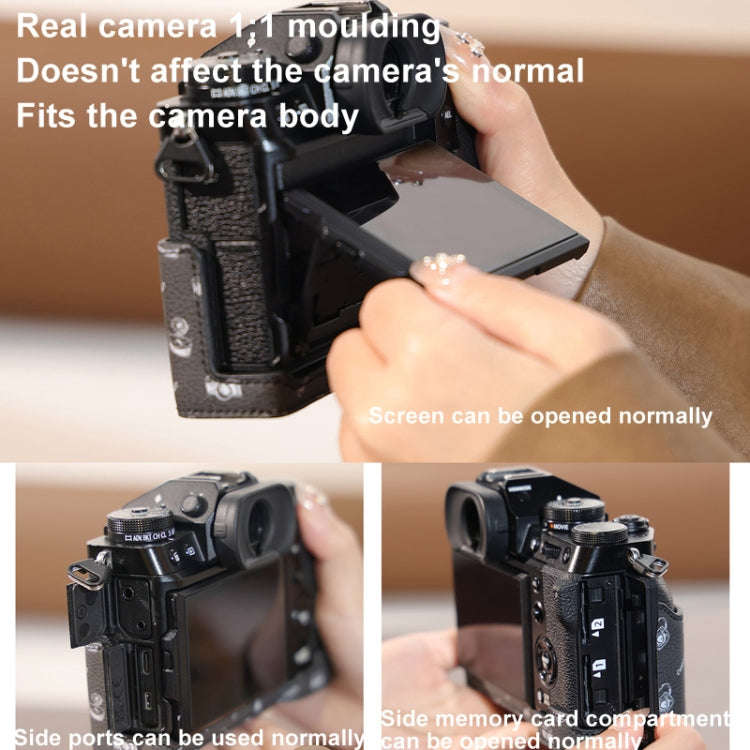 For FUJIFILM X-T5 Cwatcun D161 Vintage Camera Stand Camera Protective Leather Case(Black)