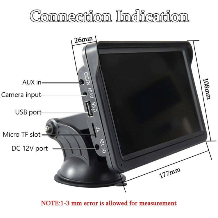 7 Inch Bluetooth 5.0 Portable CarPlay Monitor, Specifications: Display