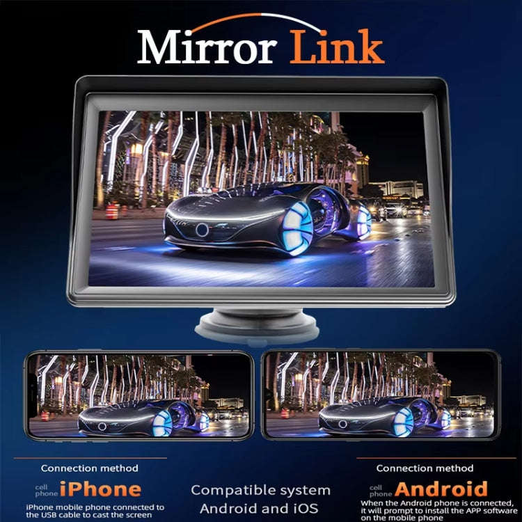 7 Inch Bluetooth 5.0 Portable CarPlay Monitor, Specifications: Display