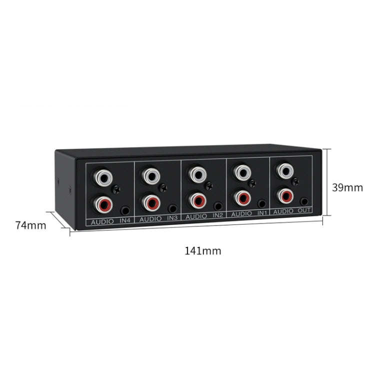 4 In 1 Out  3.5mm + RCA Audio Switcher 4 Channels Audio Converter(Black)