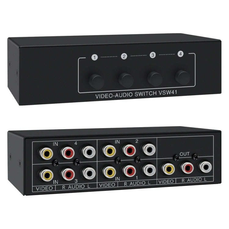 VSW41 AV 4-input 1-output RCA Lotus Interface Audio and Video Switcher